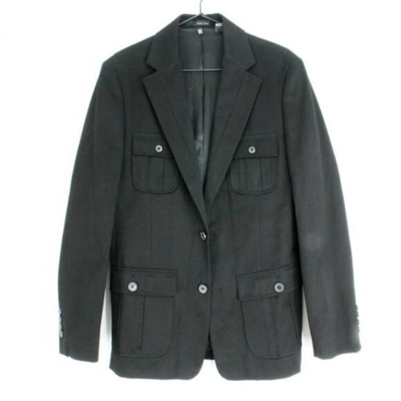 Zara Man Black Black Cotton Blazer